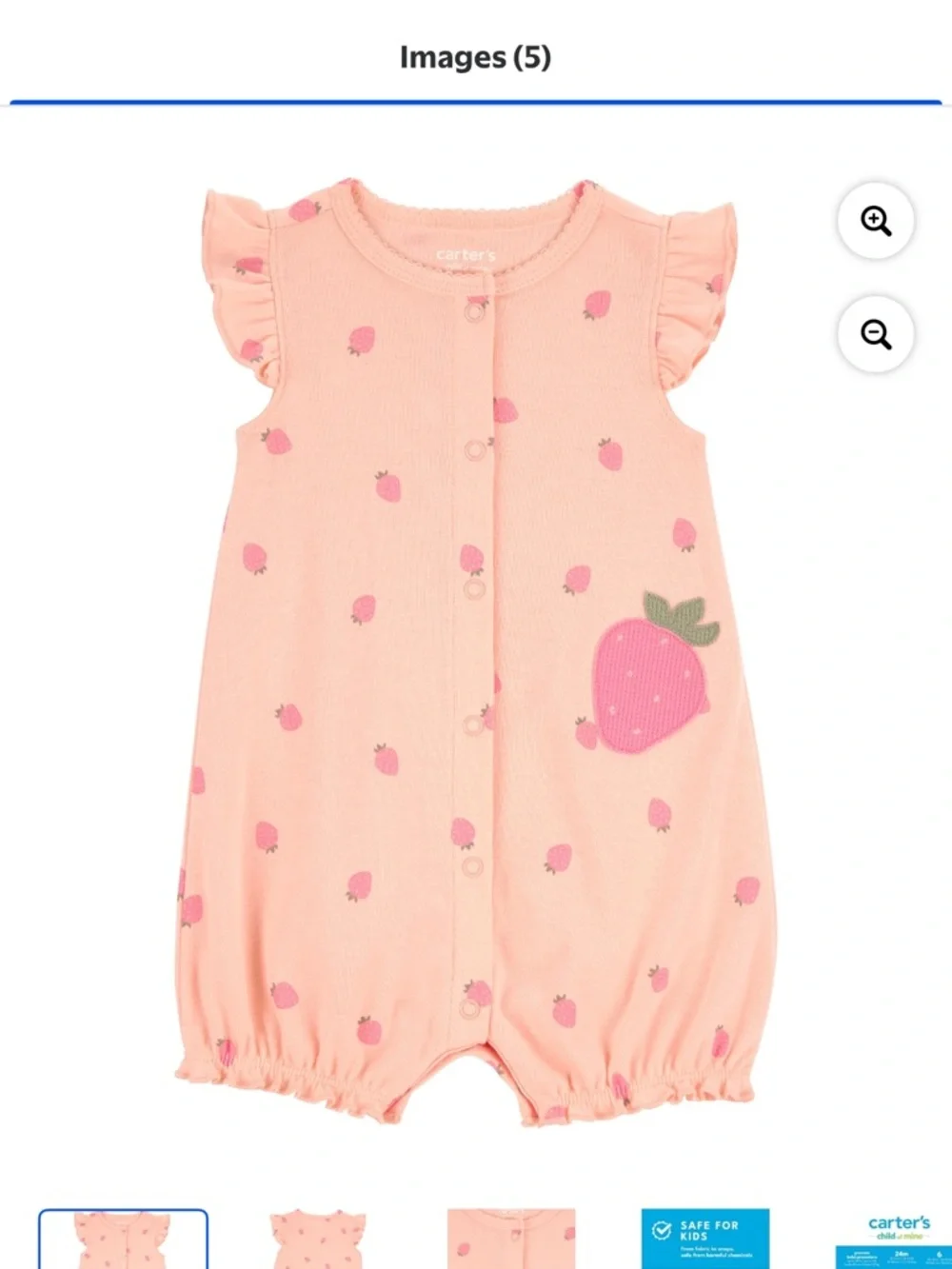 NWT 24months Carter's Peach Strawberry Bubble Romper
